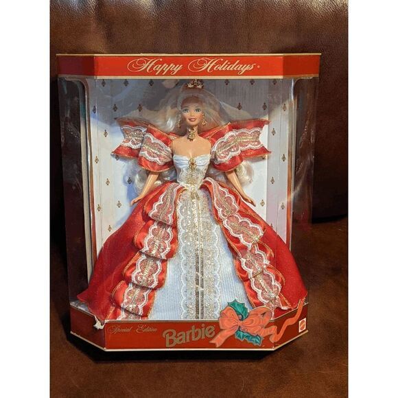 NRFB 1997 RARE HAPPY HOLIDAYS 10TH ANNIVERSARY BARBIE BLONDE - Picture 2 of 8